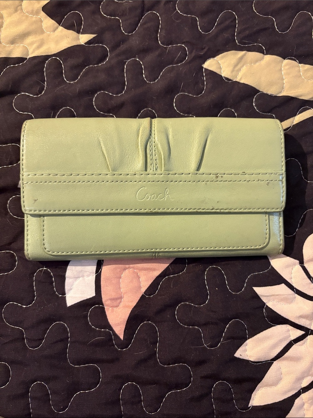 Coach Light Green Leather Continental Wallet